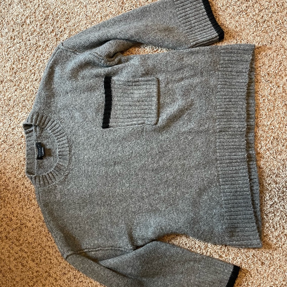 Gray Women's Sweater with Pocket Detail
